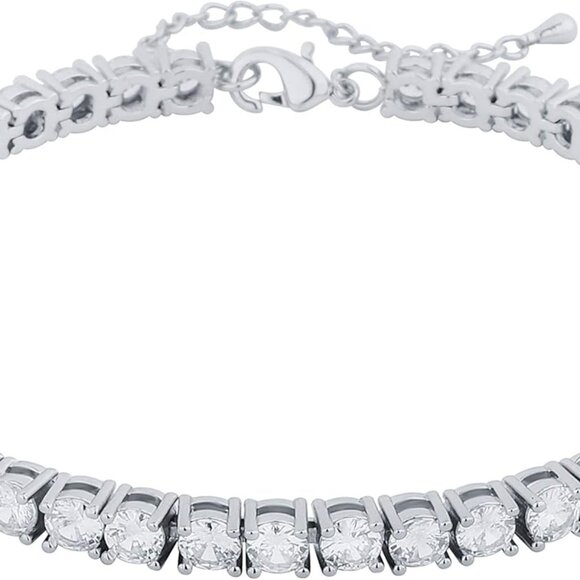 Tennis Ankle Bracelet Gold Anklet Adjustable with Extension 14K